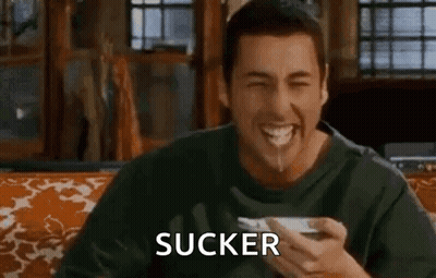 Man Sitting On Couch With Bowl Of Food Sucker GIF