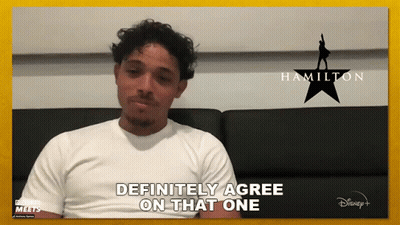 Man Sitting On Couch With Hamilton Poster GIF