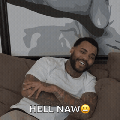 Man Sitting On Couch With Smiley And Hell Naw GIF
