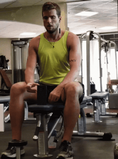Man Sitting On Gym Bench With Faith Tattoo GIF