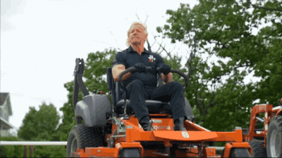 Man Sitting On Husqvarna Lawn Mower GIF