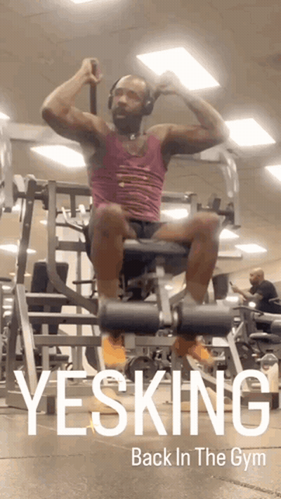 Man Sitting On Machine Saying Yesking Back In The Gym GIF