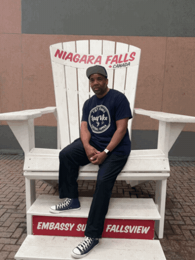 Man Sitting On Niagara Falls Canada Chair GIF