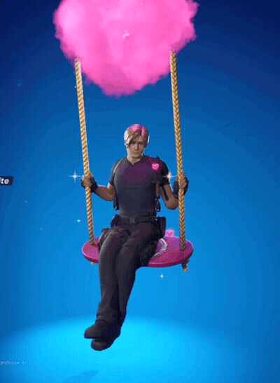 Man Sitting On Pink Swing With Heart Cloud GIF