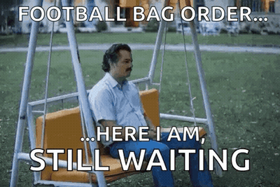 Man Sitting On Swing Here I Am Still Waiting GIF