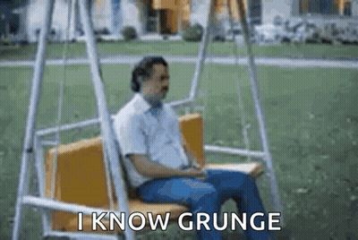 Man Sitting On Swing Saying I Know Grunge GIF