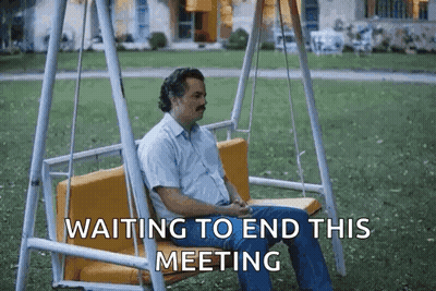 Man Sitting On Swing Waiting To End Meeting GIF