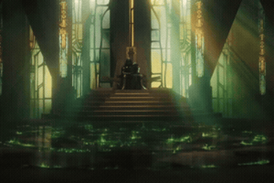 Man Sitting On Throne In Dark Room GIF