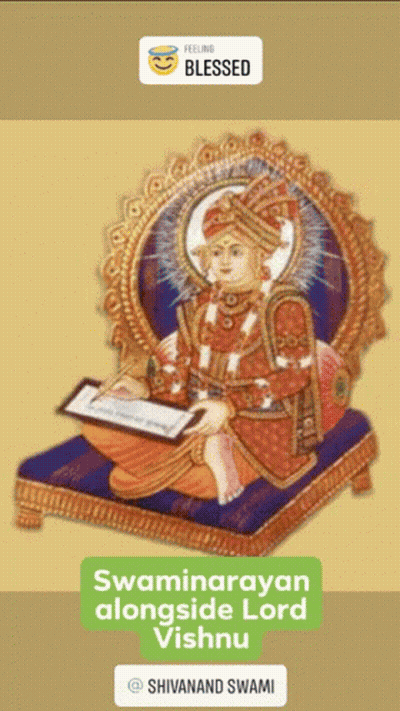 Man Sitting On Throne With Swaminarayan And Lord Vishnu GIF