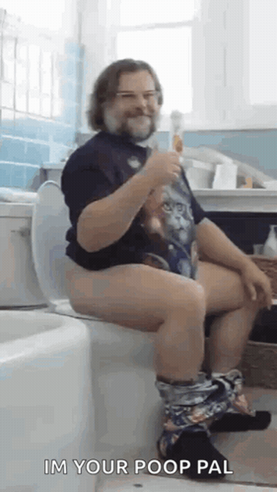 Man Sitting On Toilet Holding Beer GIF