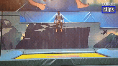 Man Sitting on Trampoline Edge Collab Clip