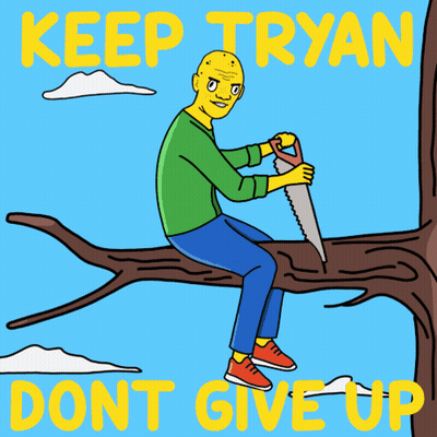 Man Sitting On Tree Branch Cutting It Keep Trying Don T Give Up GIF