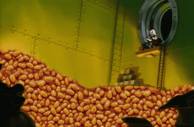 Man Sitting On Window Sill With Baked Beans GIF