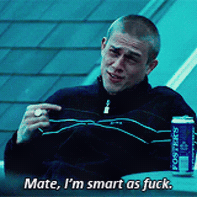 Man Sitting With Porter's Beer Saying Mate I'm Smart As Fuck GIF