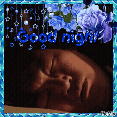 Man Sleeping Good Night Blue Letters GIF