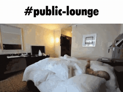 Man Sleeping In Hotel Room With Public-Lounge GIF