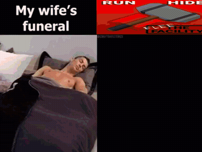 Man Sleeping Next To Axe Saying My Wife's Funeral GIF