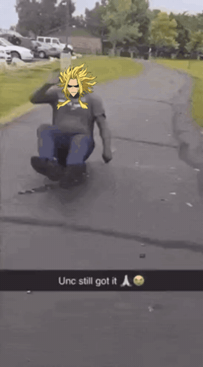 Man Sliding Down Sidewalk In Cartoon Shirt GIF