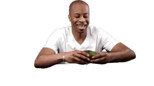 Man Smiling Holding Green Object Sticker