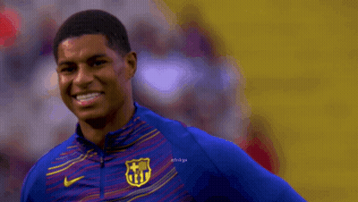 Man Smiling In Blue FCB Shirt GIF