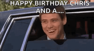 Man Smiling In Car With Happy Birthday Chris GIF