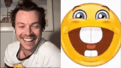 Man Smiling Next To Smiley Face GIF