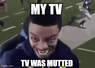 Man Smiling On Football Field Says My TV Was Muttled GIF
