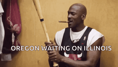 Man Smoking Cigar Holding Baseball Bat Oregon Waiting On Illinois GIF