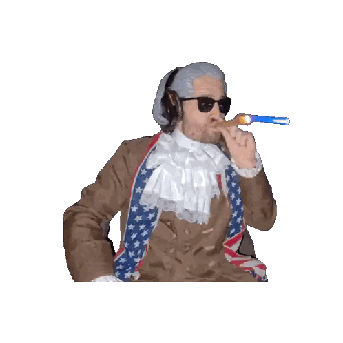 Man Smoking Cigar In American Flag Jacket Sticker