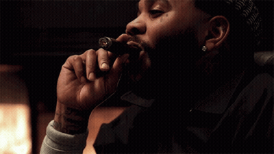 Man Smoking Cigar With I Love You Tattoo GIF