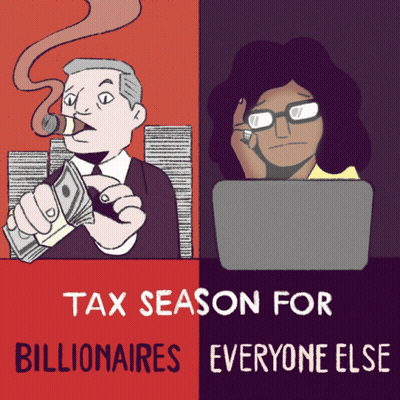 Man Smoking Cigar Woman Laptop Tax Season Billionaires GIF