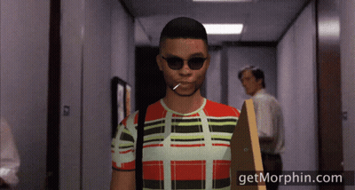 Man Smoking Cigarette In Hallway With Getmorphin.com GIF