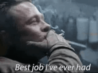 Man Smoking Cigarette Saying Best Job I've Ever Had GIF