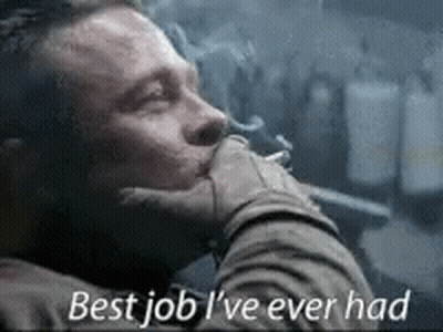 Man Smoking Cigarette Saying Best Job I've Ever Had GIF
