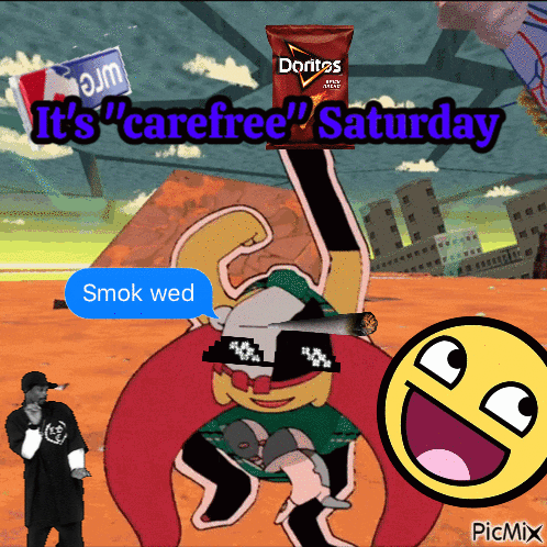 Man Smoking Cigarette With Doritos In Background GIF