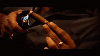 Man Smoking Cigarette With Lighter GIF