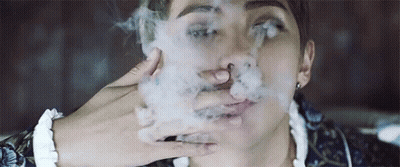 Man Smoking Cigarette With Smoke GIF