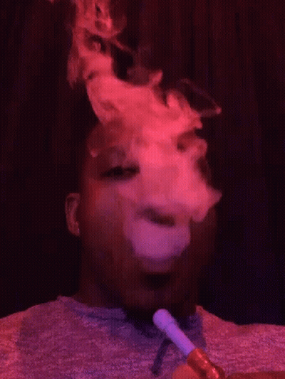 Man Smoking Hookah With Smoke GIF