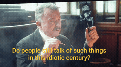 Man Smoking Pipe Saying Do People Still Talk Of Such Things GIF
