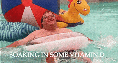 Man Soaking In Vitamin D Floating In Pool GIF