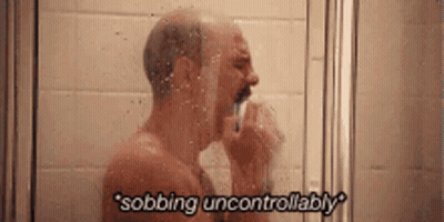 Man Sobbing Uncontrollably In Shower GIF