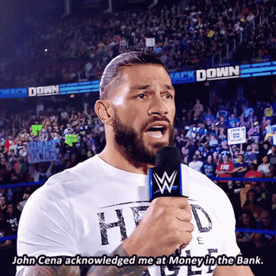 Man Speaking Into Microphone John Cena Acknowledged Me At Money In The Bank GIF