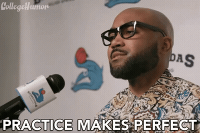 Man Speaking Into Microphone Practice Makes Perfect GIF