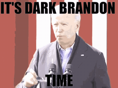 Man Speaking Into Microphone Saying It's Dark Brandon Time GIF