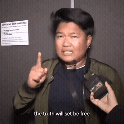 Man Speaking Into Microphone Saying The Truth Will Set Be Free GIF