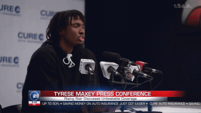 Man Speaking Into Microphone Tyrese Maxey Press Conference GIF