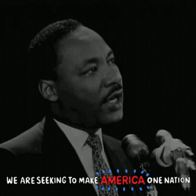 Man Speaking Into Microphone With Invisible We All Liberty And Justice For All GIF