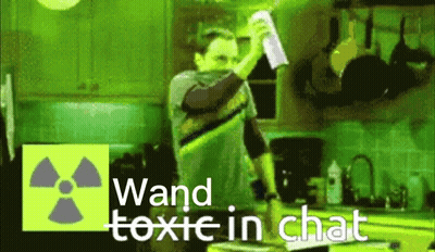Man Spraying In Kitchen With Wand Toxic In Chat GIF