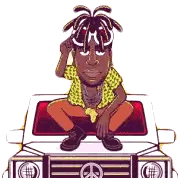 Man Squatting On Car Hood Sticker