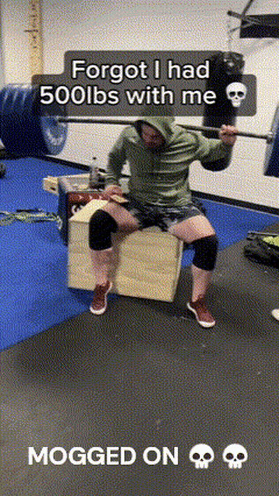 Man Squatting With Barbell Forgot I Had 500Lbs GIF